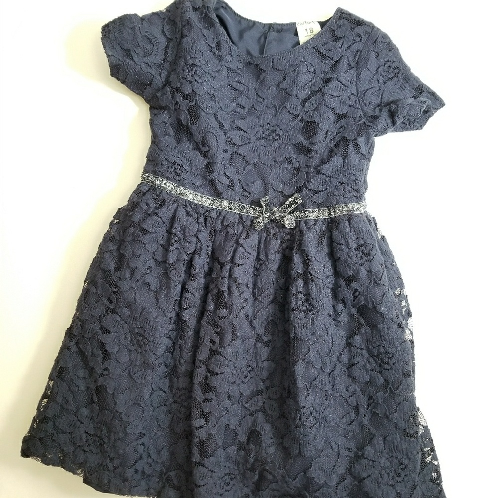 Carter's lace navy blue dress Sz 18m short sleeve